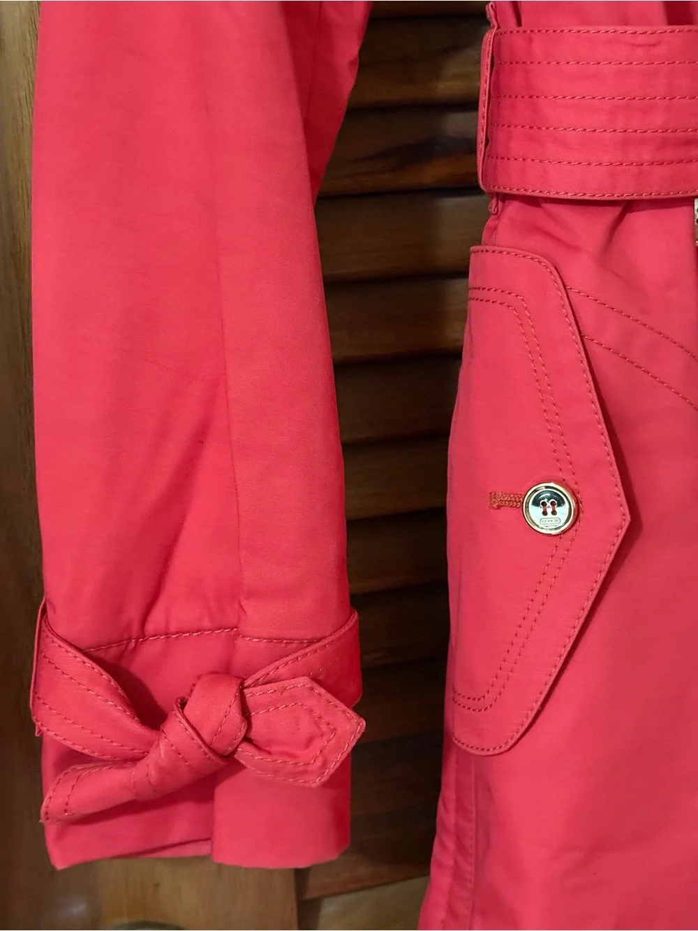 Coach Legacy/Red Double-Breasted Trench Coat with Belt